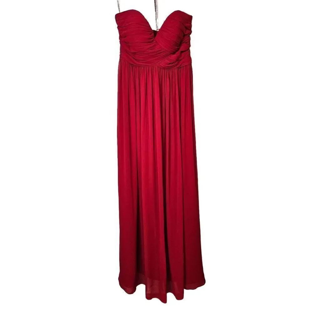 Gather & Gown red strapless chiffon gown. Size 10. NWT.